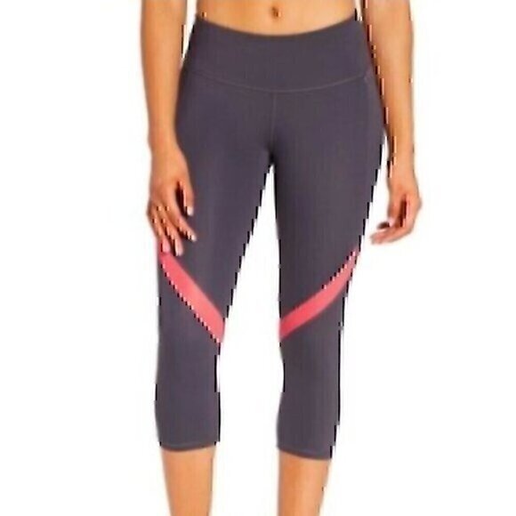 CALIA CARRIE UNDERWOOD Mid Rise Gray "Crop" Legging Pink Mesh Capri Active Small - Picture 1 of 10